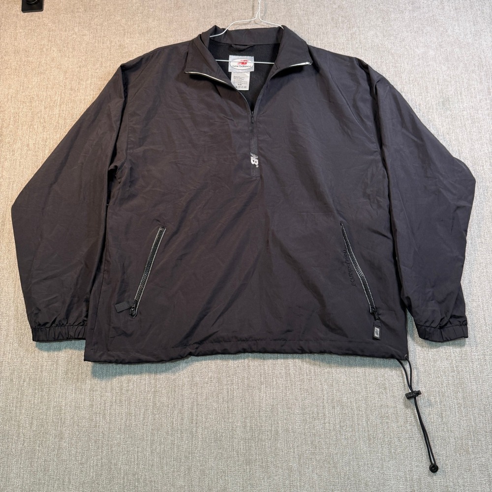 New Balance Mens Black Quarter Zip Windbreaker Mesh Lined Jacket Size Medium